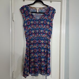 Matilda Jane Blue and Red Patterned Midi Dress